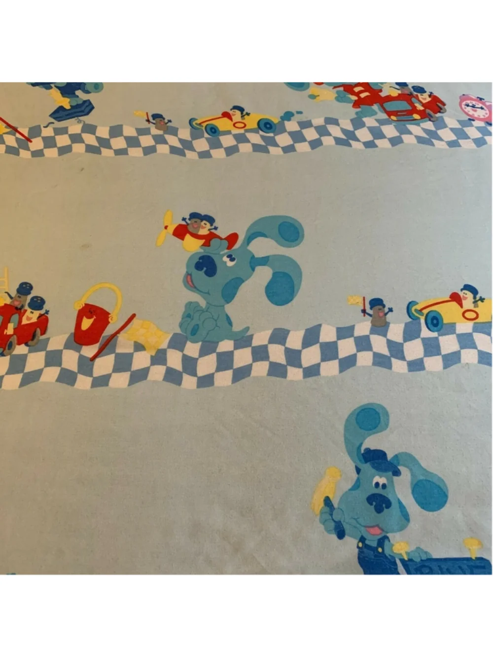 Vintage Blues Clues Twin Size Flat Sheet TV Show Cutter Fabric Quilting